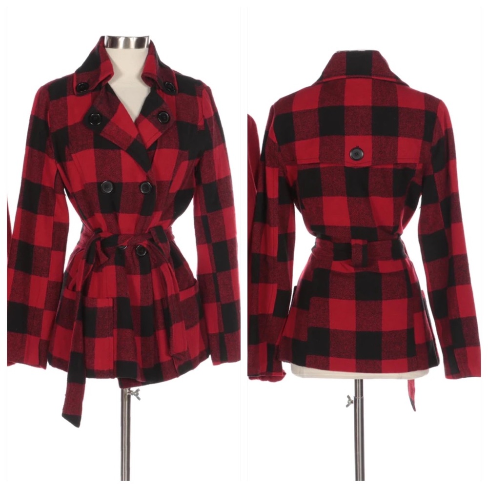 Joujou plaid coat red and black